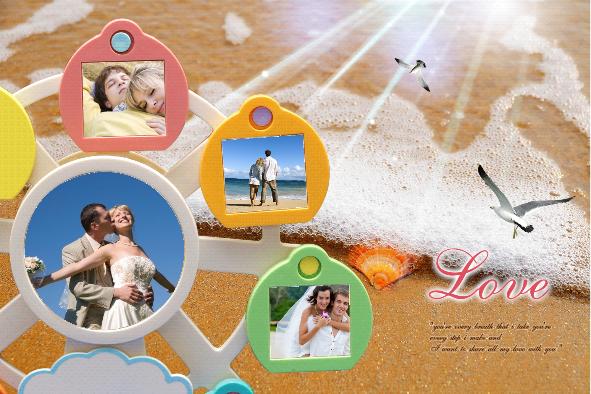 愛情＆ロマンチック photo templates 愛の砂浜